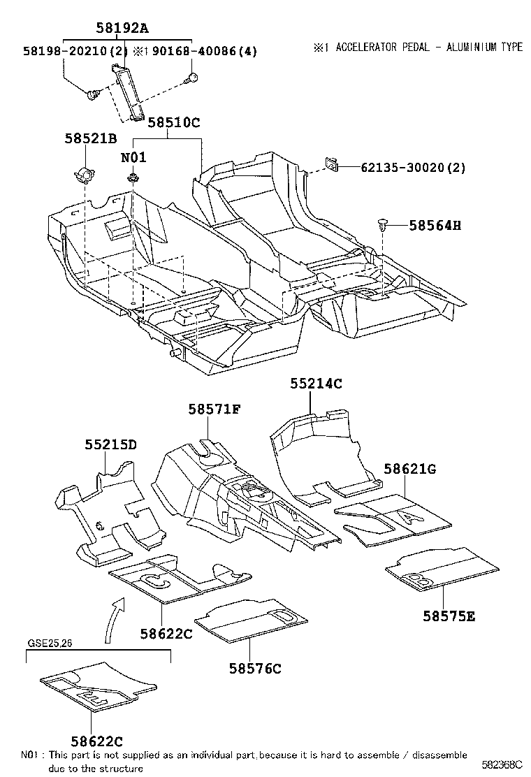 Toyota 58510-53300-E0 CARPET ASSY, FRONT FLOOR, FRONT