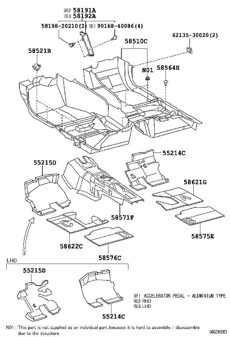 55215-53010 PAD, DASH PANEL INSULATOR, NO.3 product image