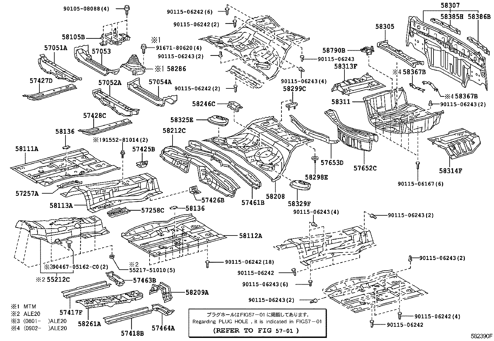 57258-30091 BRACKET, ENGINE REAR MOUNTING MEMBER, LH product image