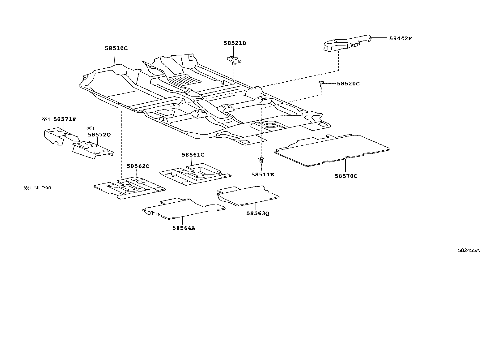 Toyota 58562-0D070 SILENCER, FRONT FLOOR, NO.2