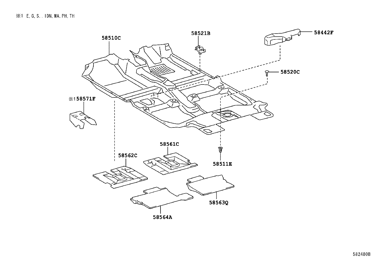 58561-0D090 SILENCER, FRONT FLOOR, NO.1 product image