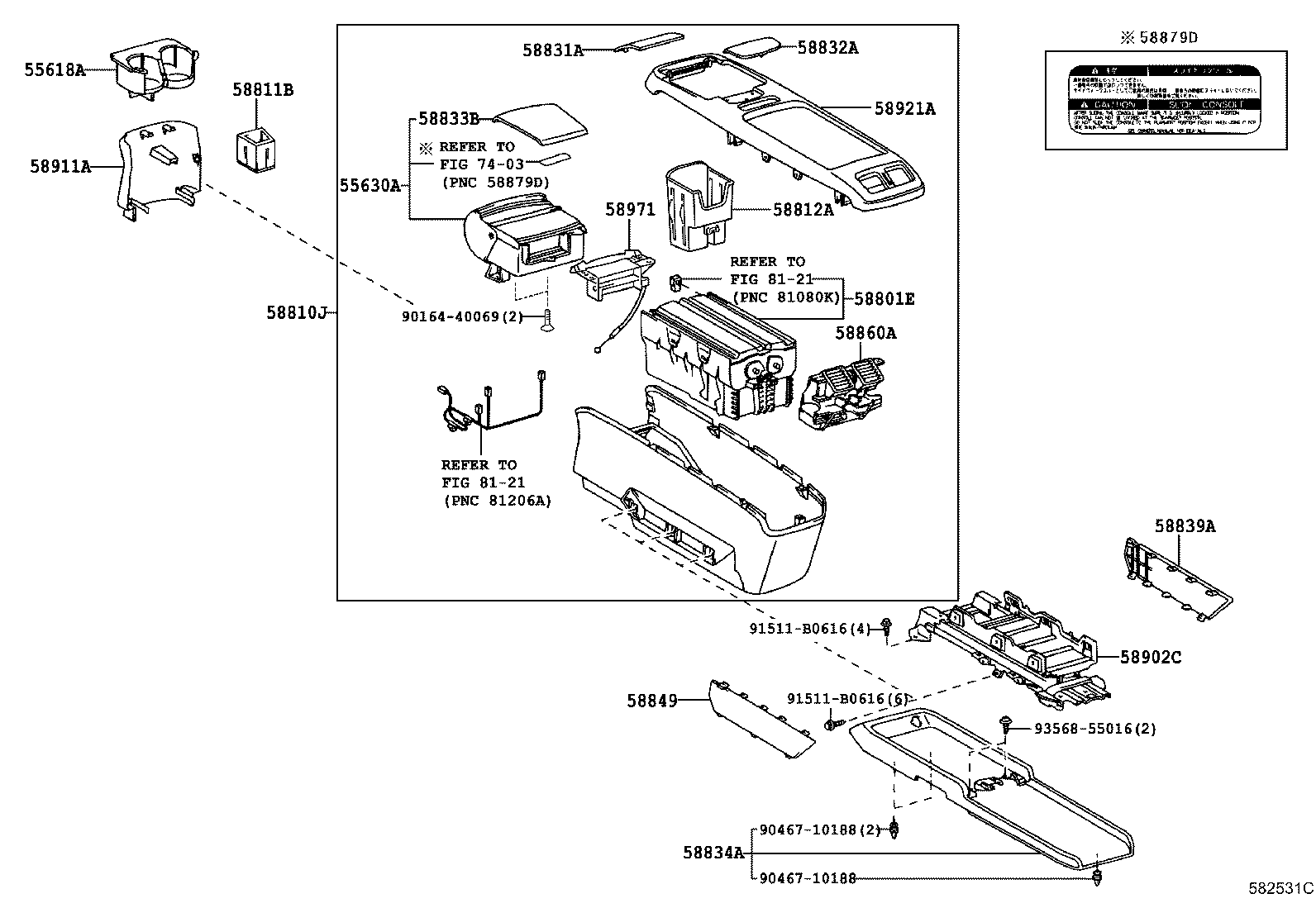 58832-48040-B0 GARNISH, CONSOLE UPPER PANEL, REAR product image