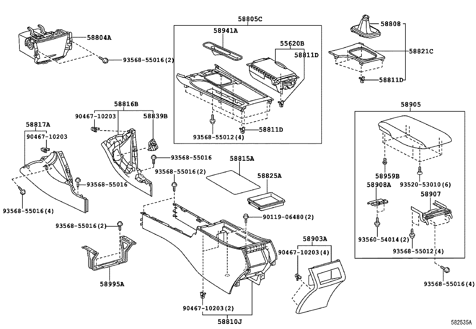 Toyota 58815-33090 CARPET, CONSOLE BOX