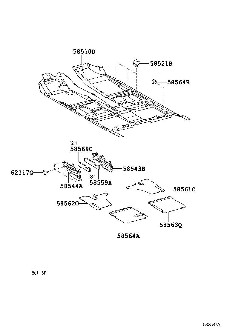 Toyota 58561-06040 SILENCER, FRONT FLOOR, NO.1