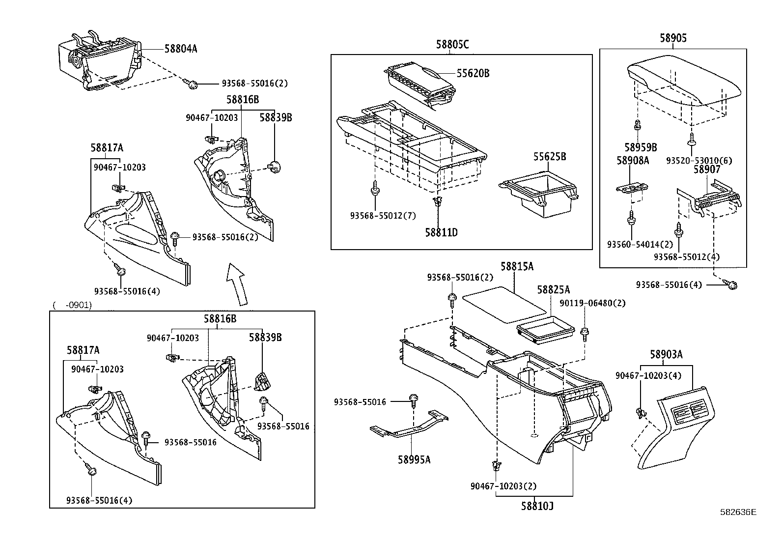 Toyota 58905-33340-B1 DOOR SUB-ASSY, CONSOLE COMPARTMENT