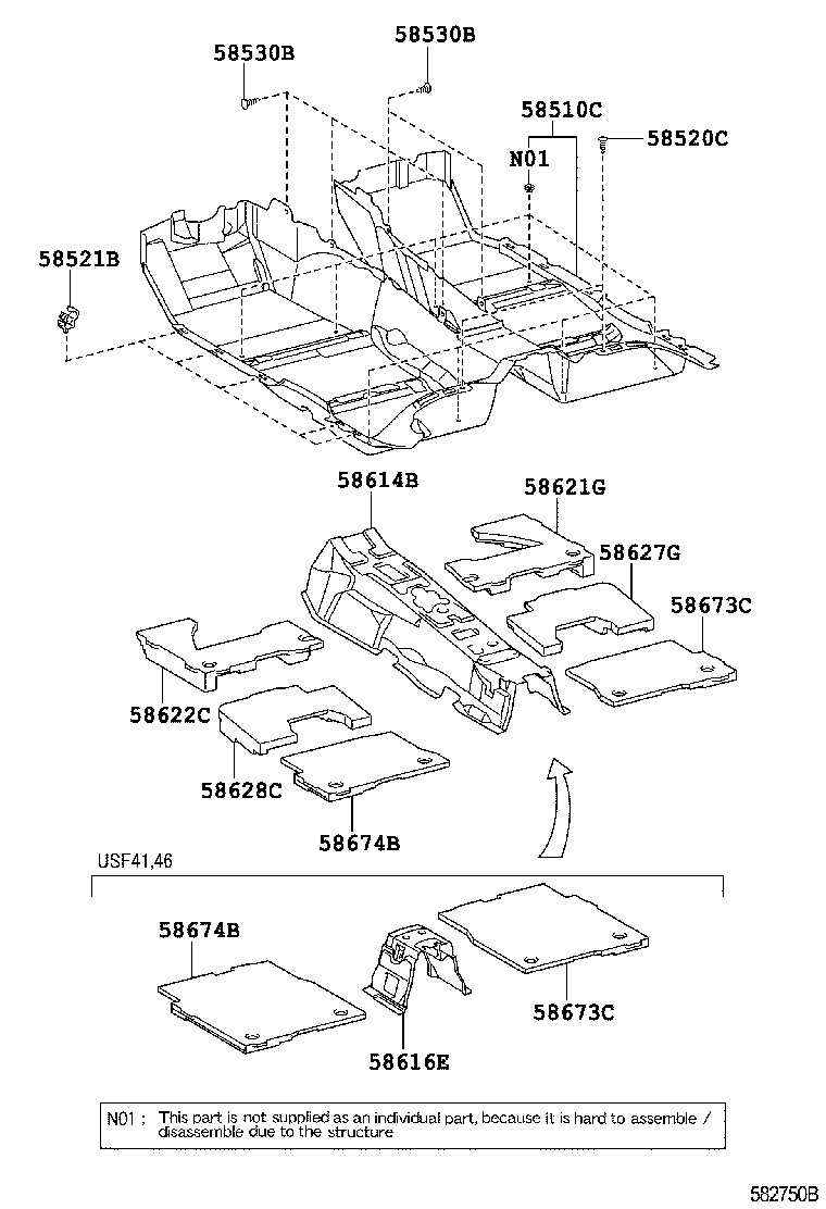 Toyota 58644-50080 SHEET, CENTER FLOOR SILENCER