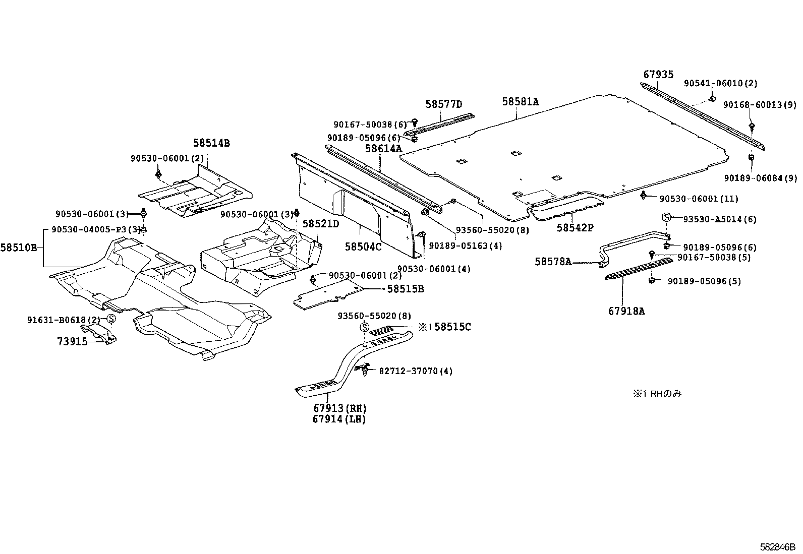 58540-37210-B0 MAT ASSY, FLOOR, REAR product image