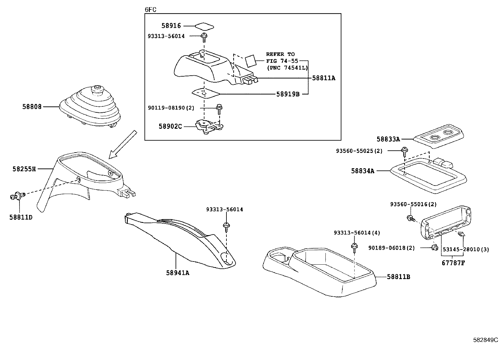 58902-37020 BRACKET SUB-ASSY, CONSOLE BOX MOUNTING product image