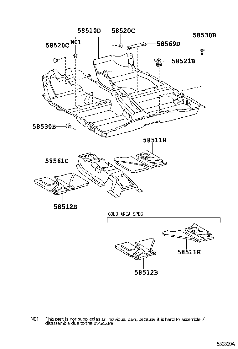 58561-12040 SILENCER, FRONT FLOOR, NO.1 product image