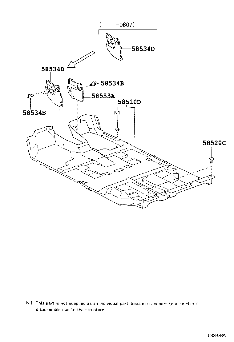 Toyota 58534-48051-C0 COVER, FLOOR CARPET, CENTER LH