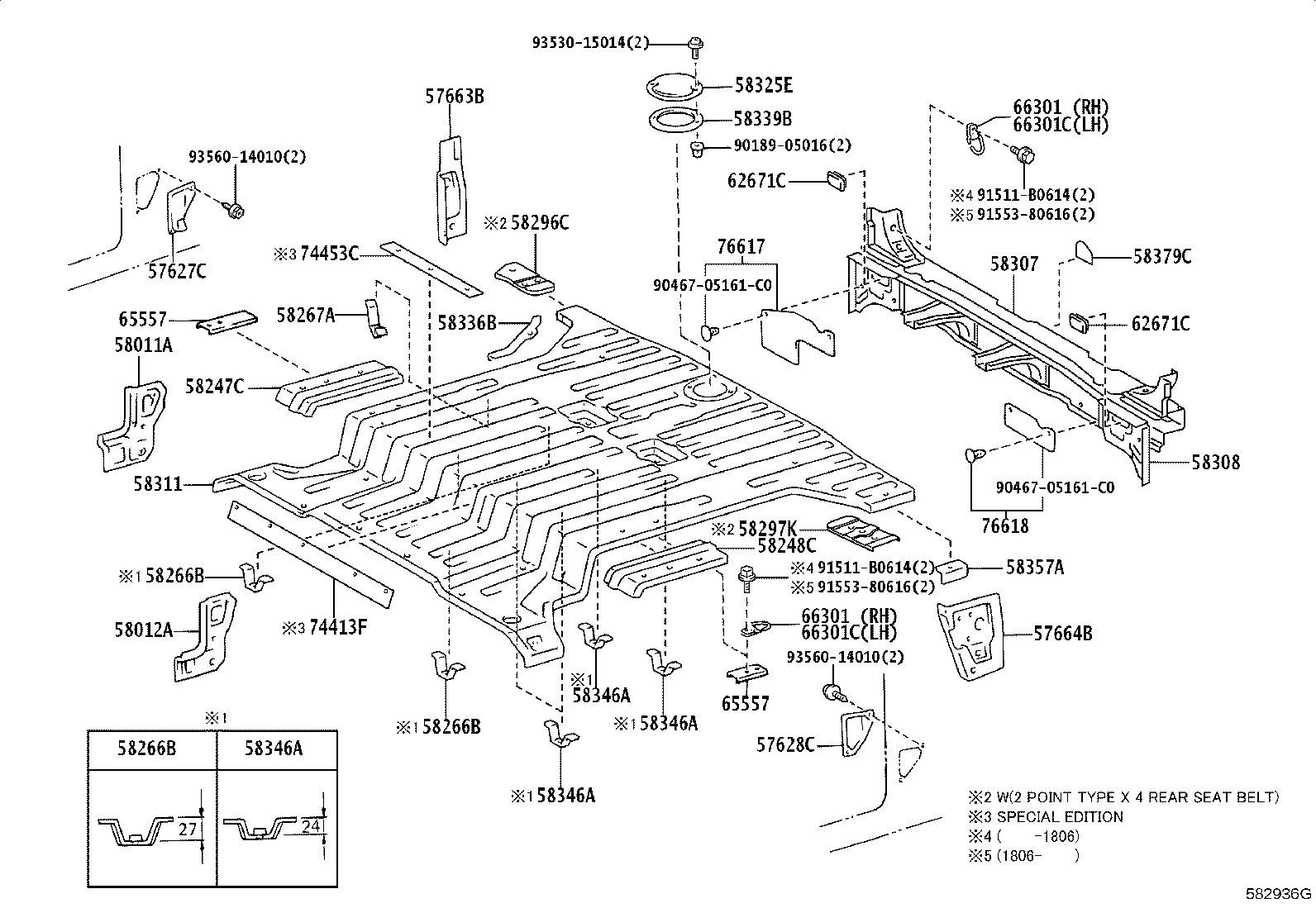 Toyota 58307-60250 PANEL SUB-ASSY, BODY LOWER BACK