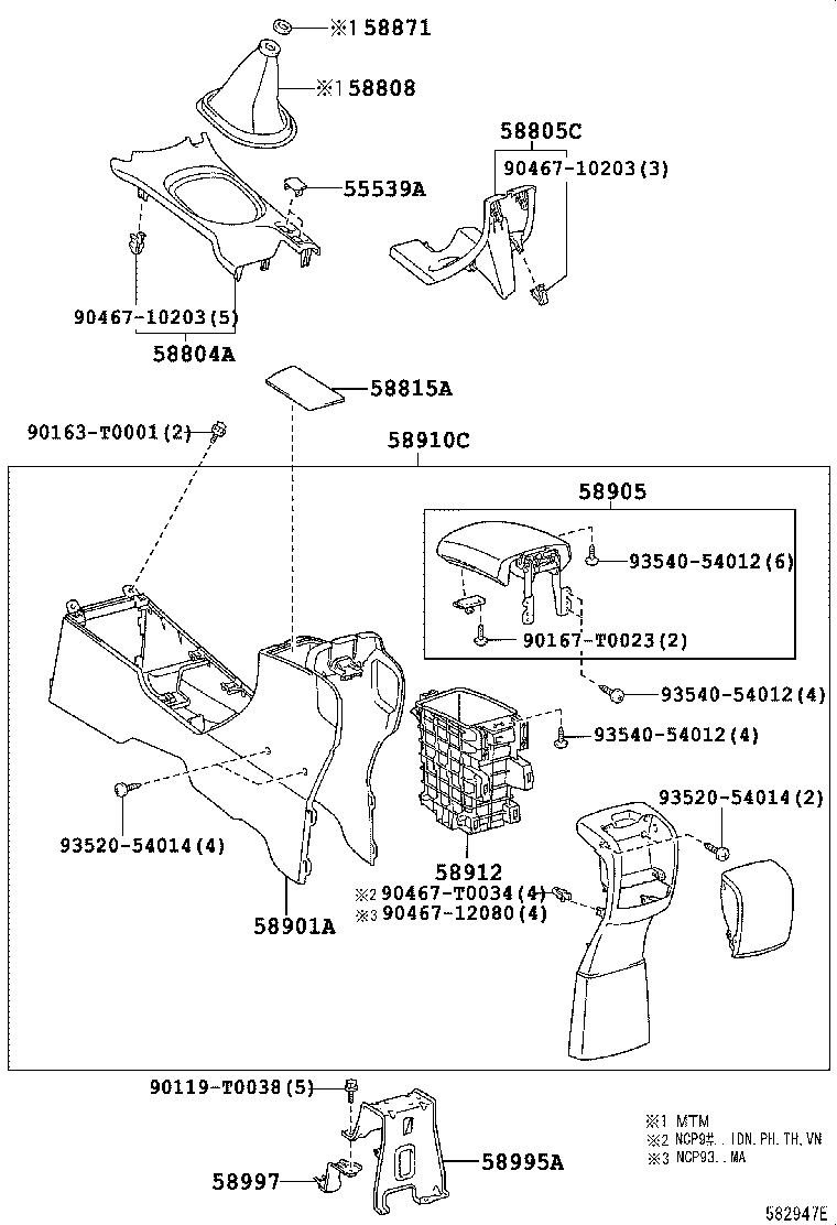 58910-0D040-B0 BOX ASSY, CONSOLE, REAR product image