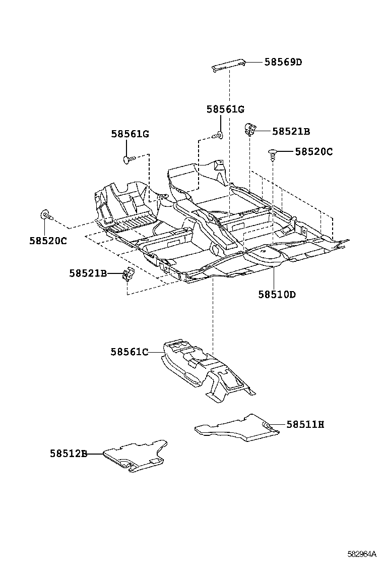 Toyota 58561-12041 SILENCER, FRONT FLOOR, NO.1