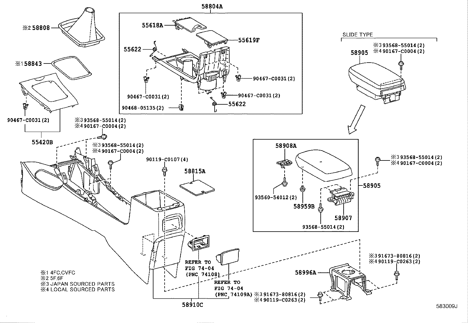 58907-02070 HINGE SUB-ASSY, CONSOLE COMPARTMENT DOOR product image
