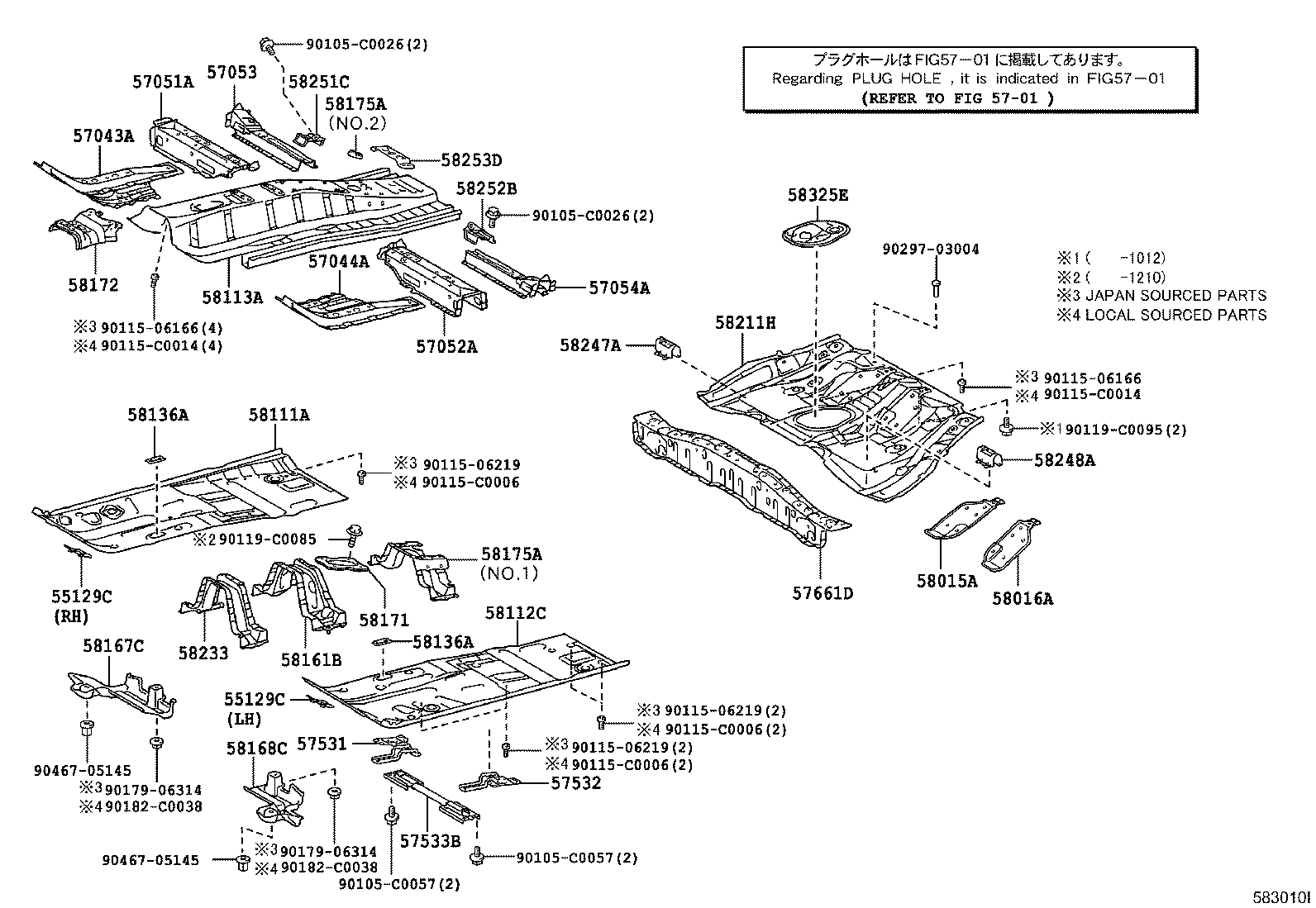 57053-02040 REINFORCEMENT SUB-ASSY, FRONT FLOOR CROSS MEMBER, RH product image