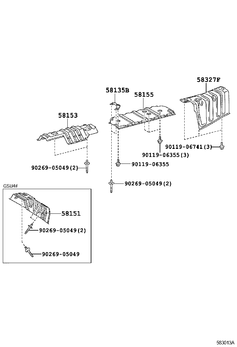 Toyota 58327-48040 INSULATOR, MAIN MUFFLER HEAT, RH