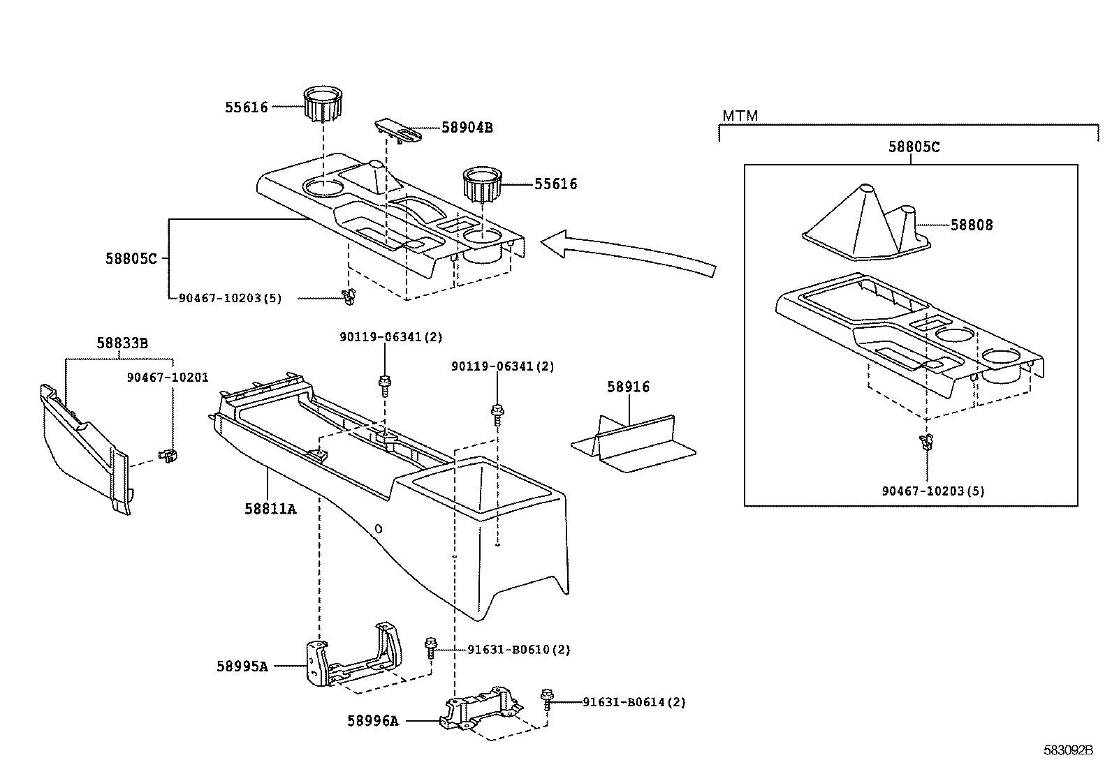 55616-35010 DAMPER, INSTRUMENT PANEL CUP HOLDER product image