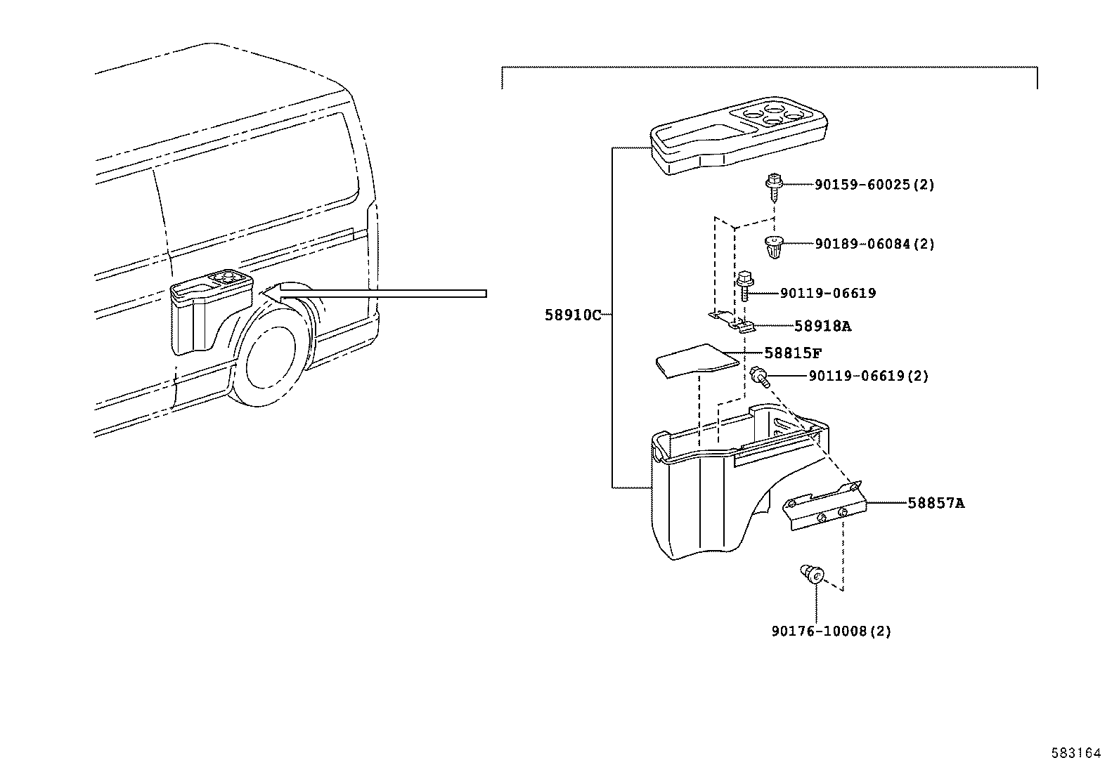 58857-26050 BRACKET, CONSOLE SUPPORT, UPPER NO.1 product image