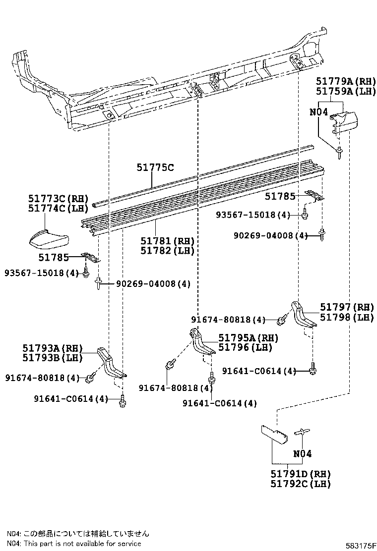 51797-60110 BRACKET, SIDE STEP, NO.3 RH product image