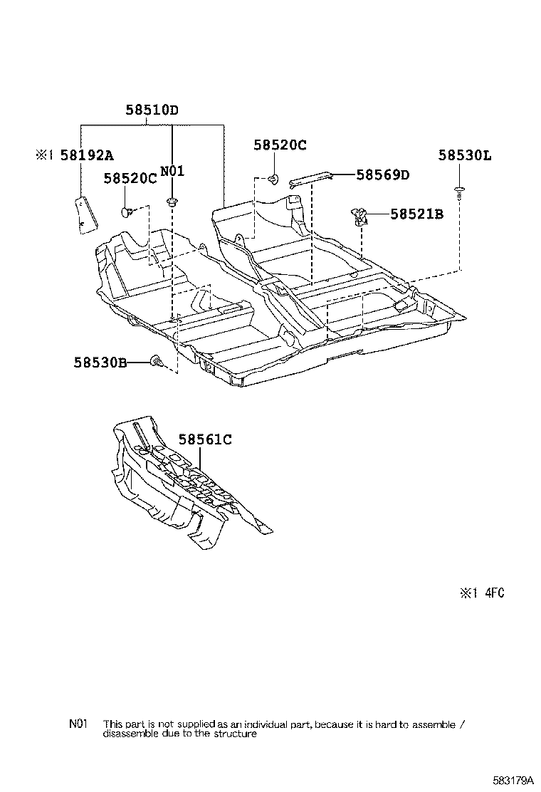 58191-12170 FOOTREST, FRONT FLOOR, LH product image