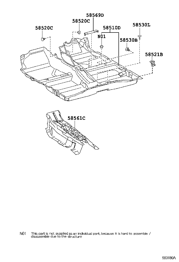 58191-12170 FOOTREST, FRONT FLOOR, LH product image