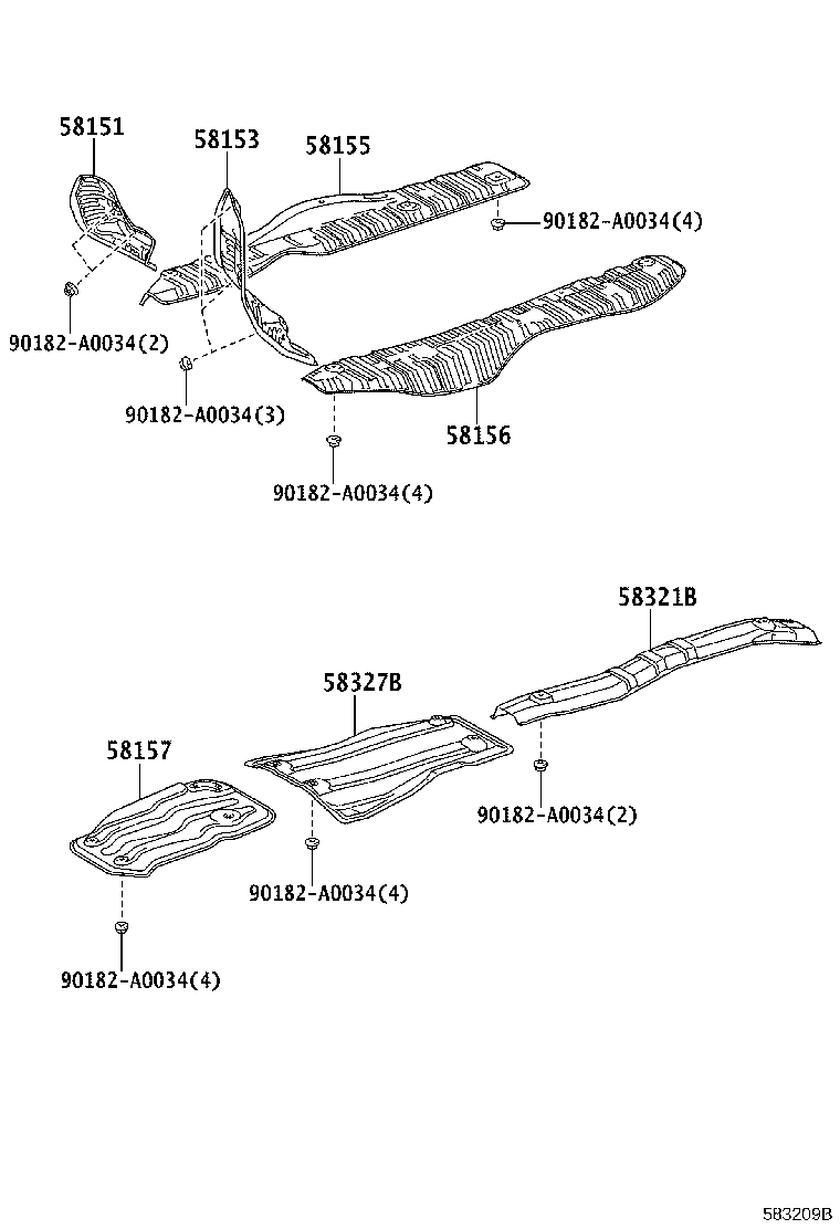 Toyota 58321-0C011 INSULATOR, REAR FLOOR HEAT, NO.1
