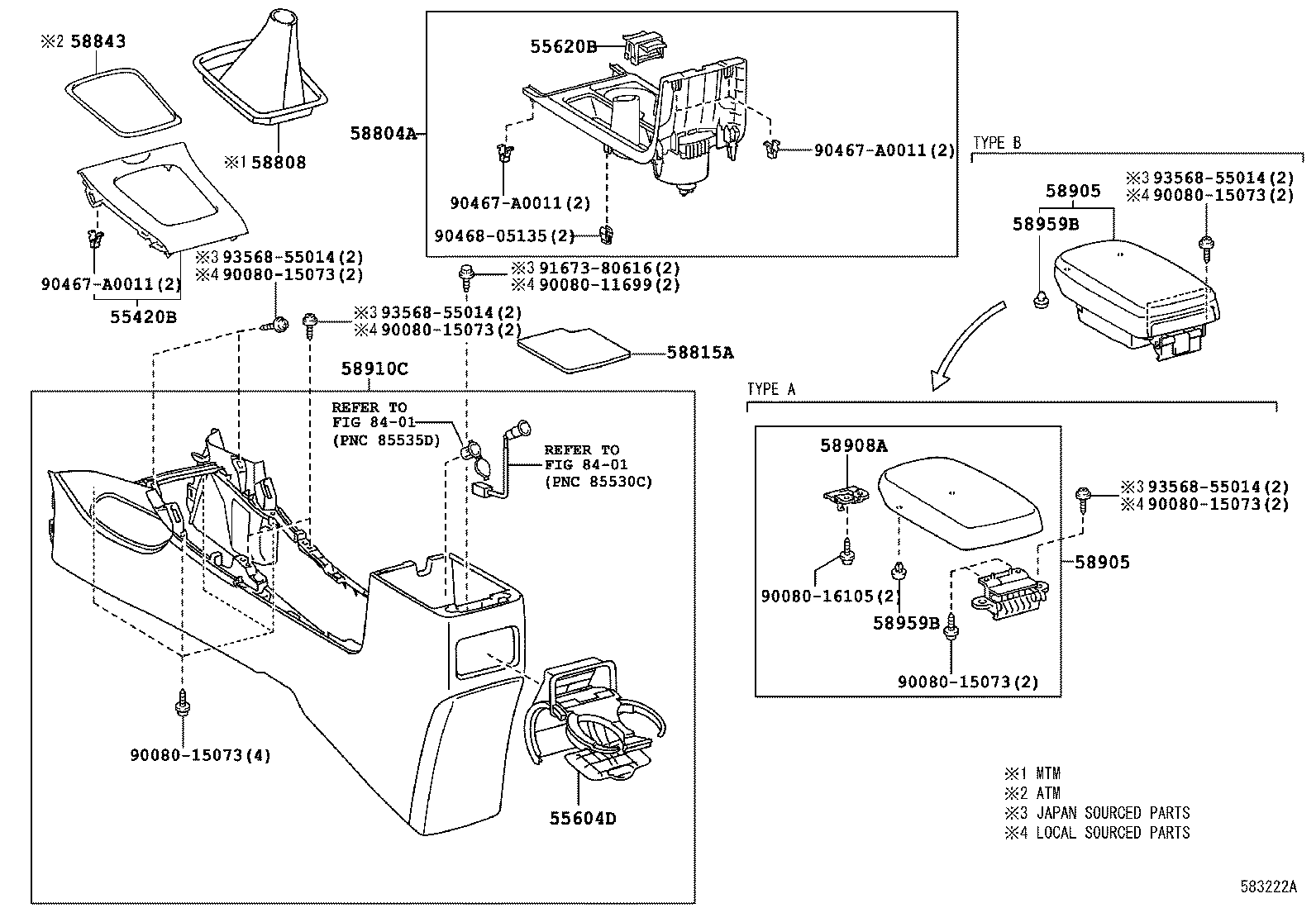 Toyota 58815-02260 CARPET, CONSOLE BOX