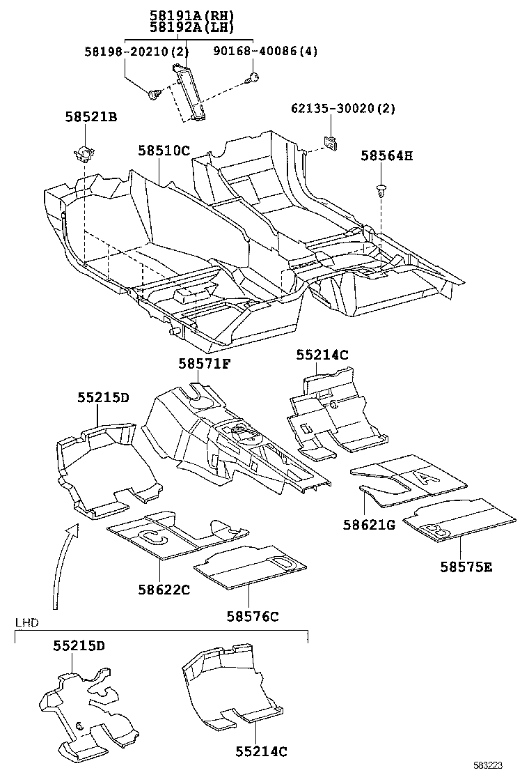 58575-53011 PAD, FRONT FLOOR, REAR NO.1 product image