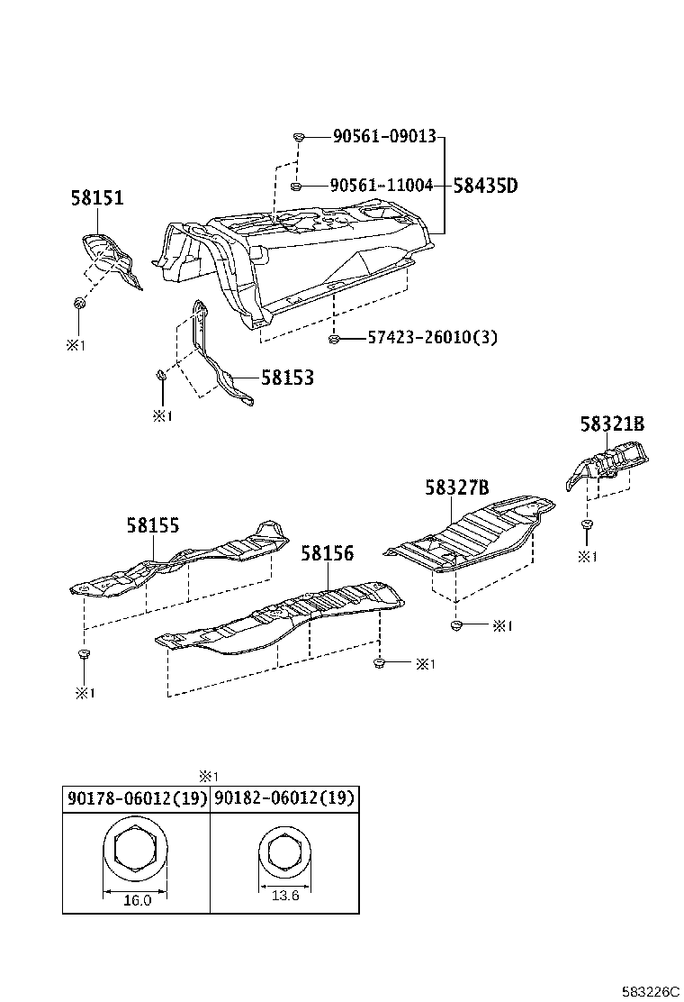 Toyota 58563-60070 SILENCER, FRONT FLOOR, CENTER