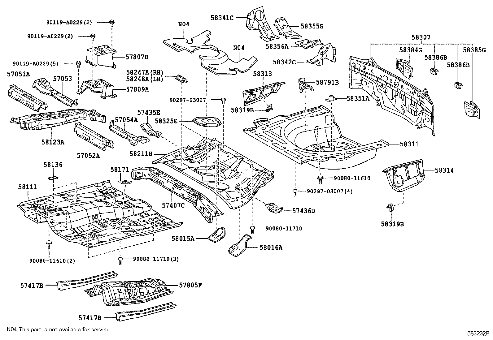 Toyota 58307-02190 PANEL SUB-ASSY, BODY LOWER BACK