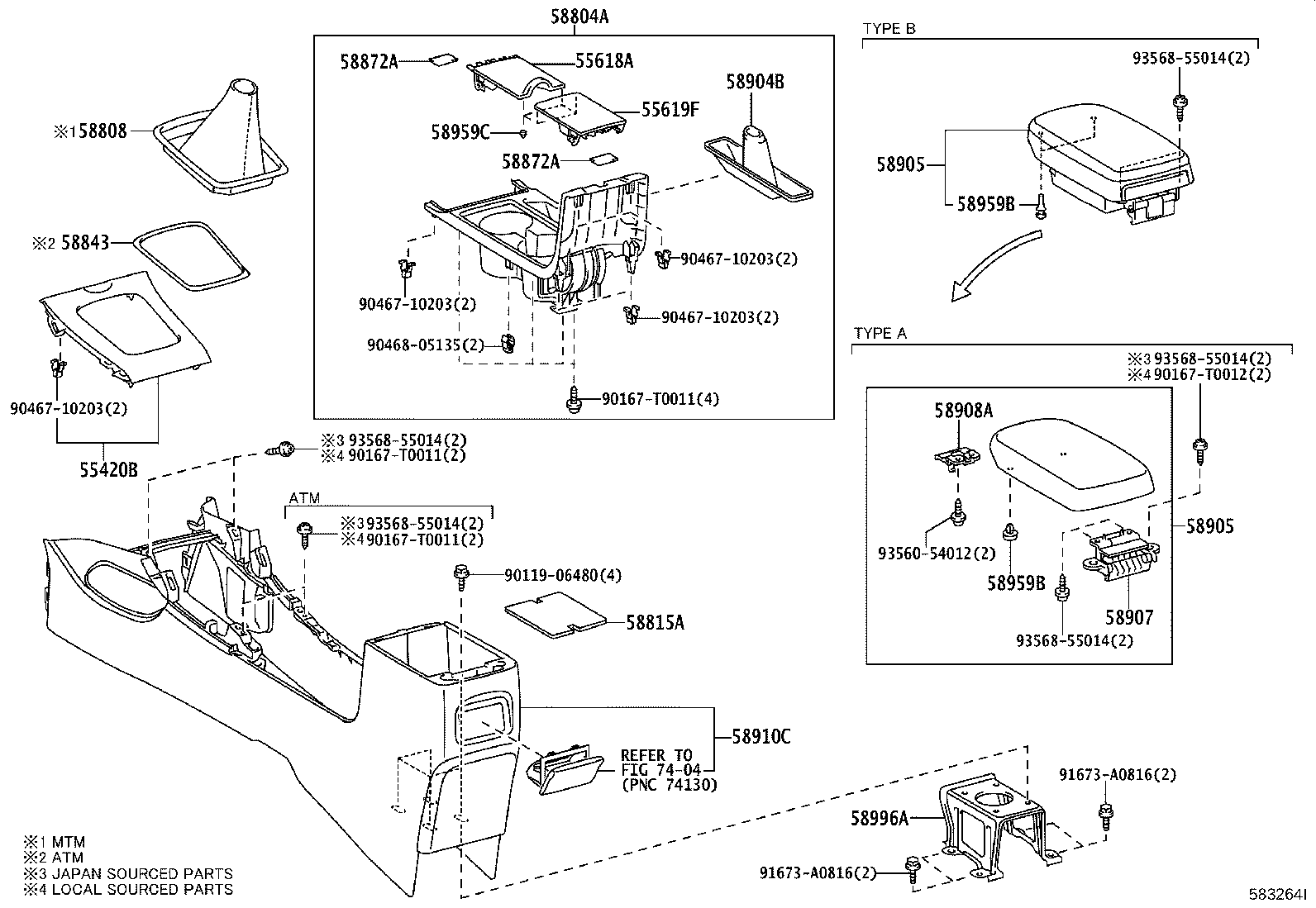 58804-02090-B0 PANEL SUB-ASSY, CONSOLE, UPPER product image