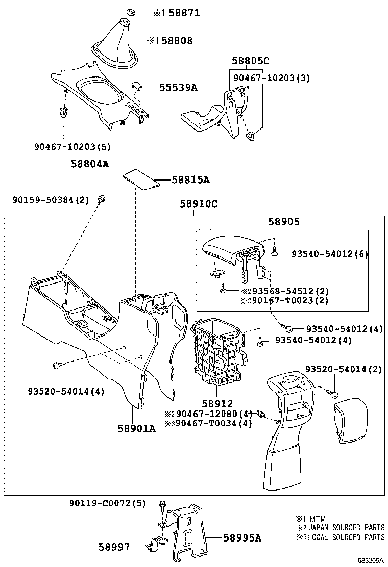 58997-0D010 BRACKET, CONSOLE BOX MOUNTING, NO.3 product image