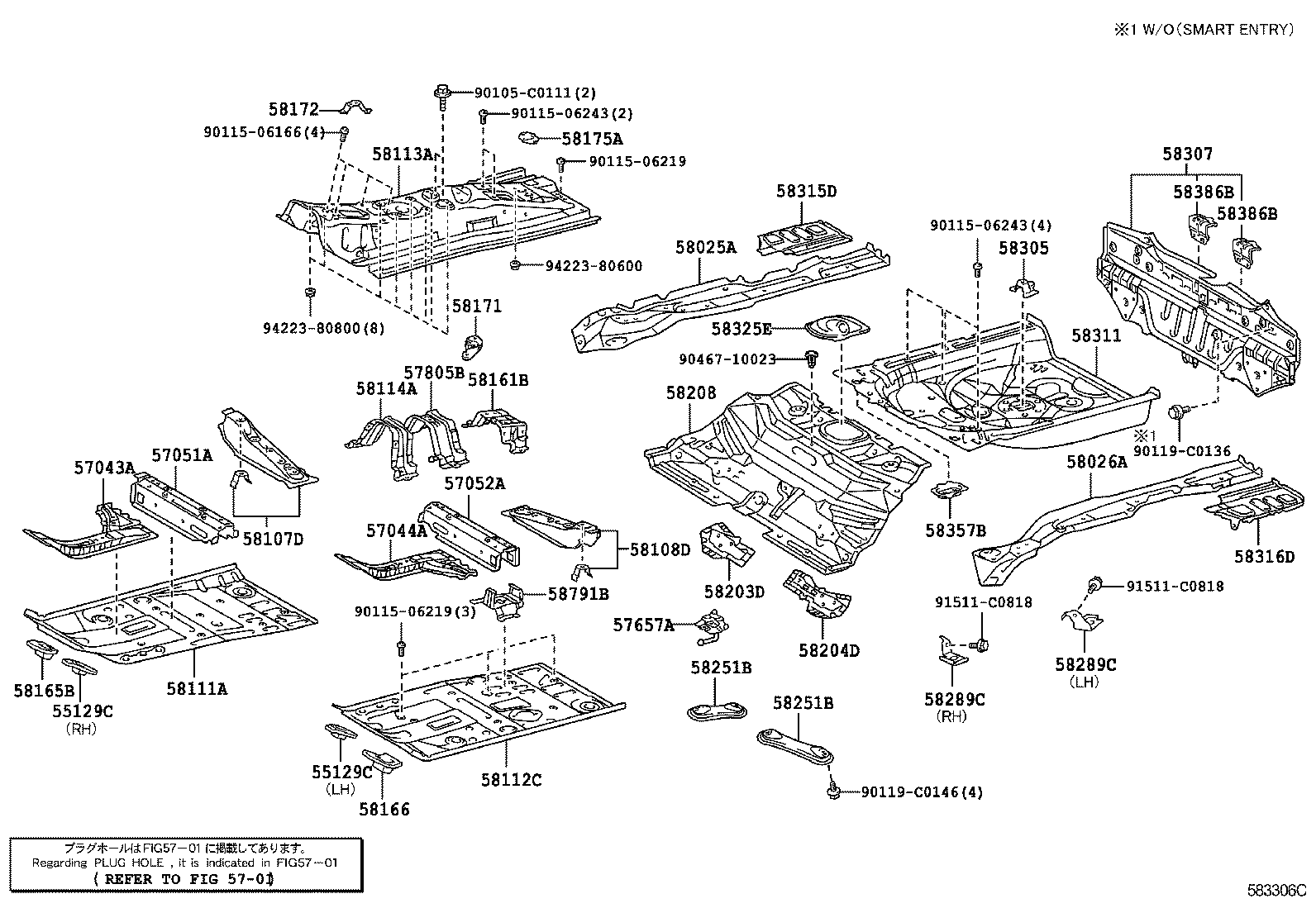 57052-0D030 MEMBER SUB-ASSY, FRONT FLOOR CROSS, LH product image
