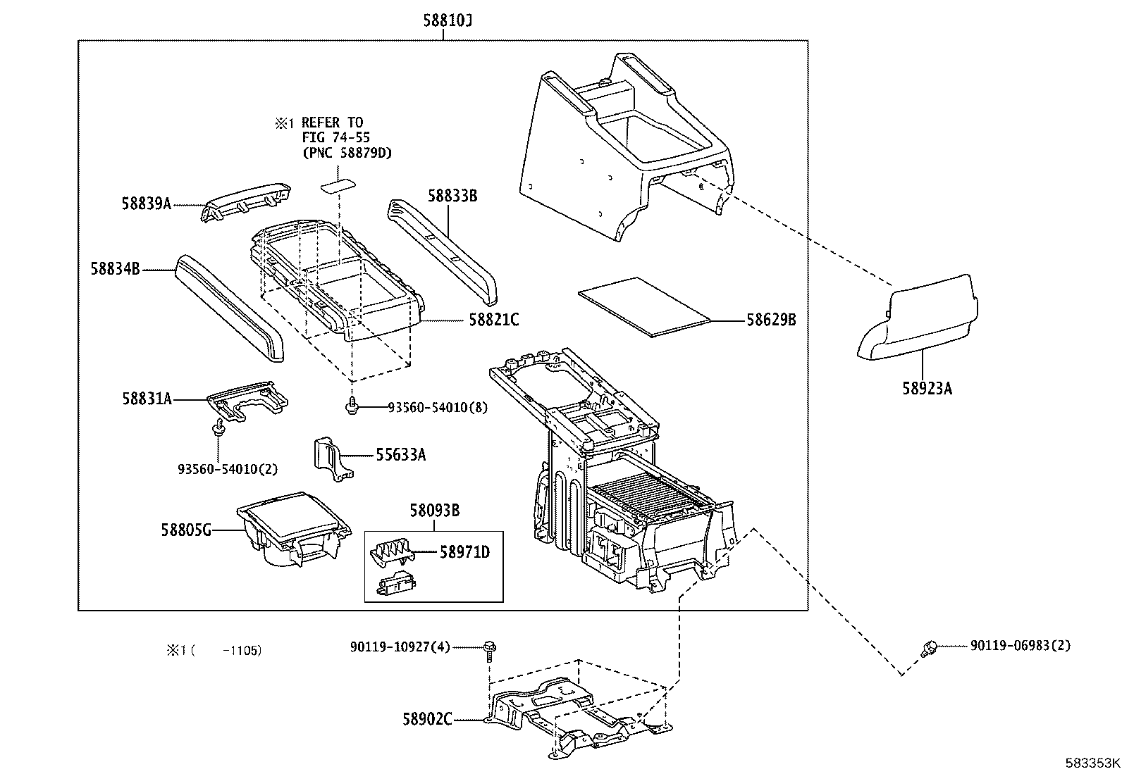 58902-58040 BRACKET SUB-ASSY, CONSOLE BOX MOUNTING product image