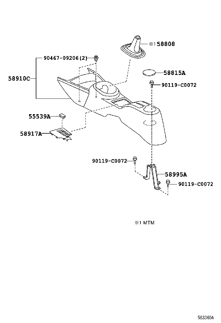 58910-0D021-B0 BOX ASSY, CONSOLE, REAR product image