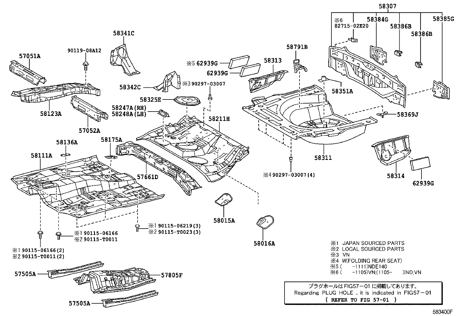 57052-02050 MEMBER SUB-ASSY, FRONT FLOOR CROSS, LH product image