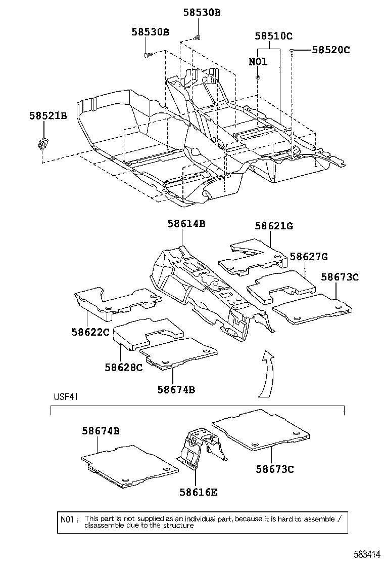 58644-50070 SHEET, CENTER FLOOR SILENCER, CENTER product image