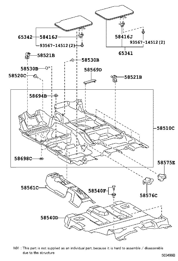 58561-02121 SILENCER, FRONT FLOOR, NO.1 product image