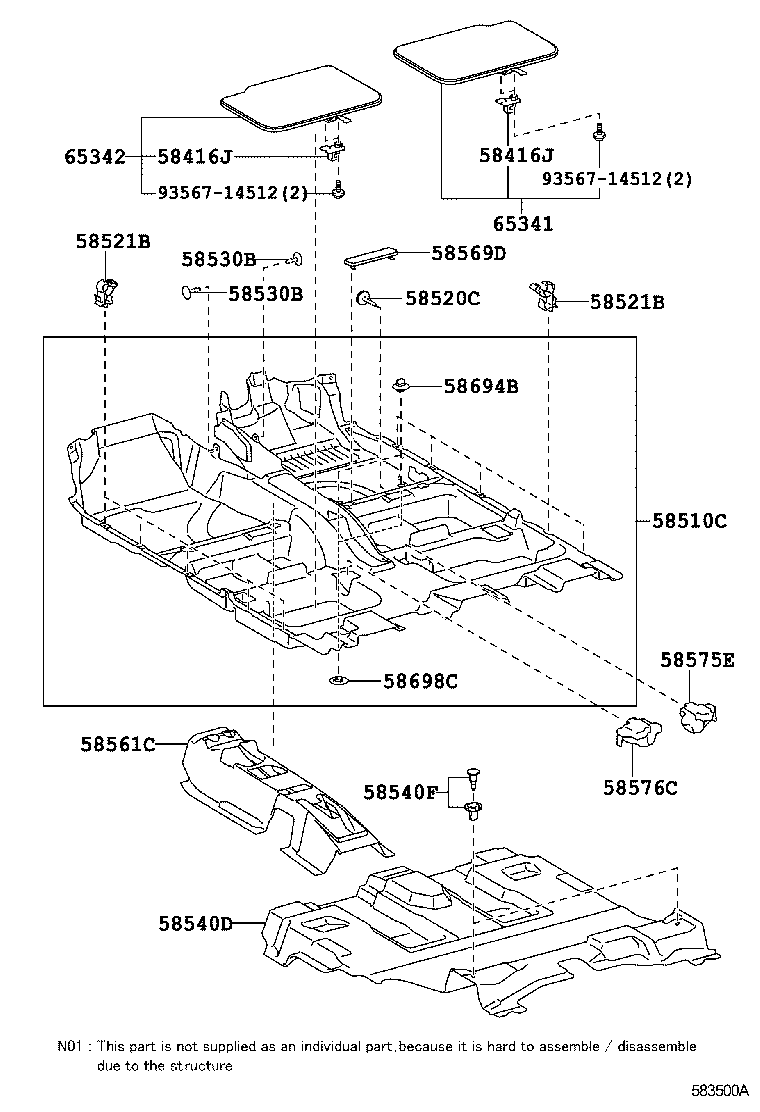 58561-02121 SILENCER, FRONT FLOOR, NO.1 product image