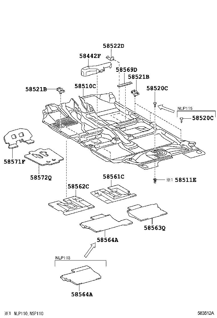 58564-52270 SILENCER, FRONT FLOOR, NO.4 product image