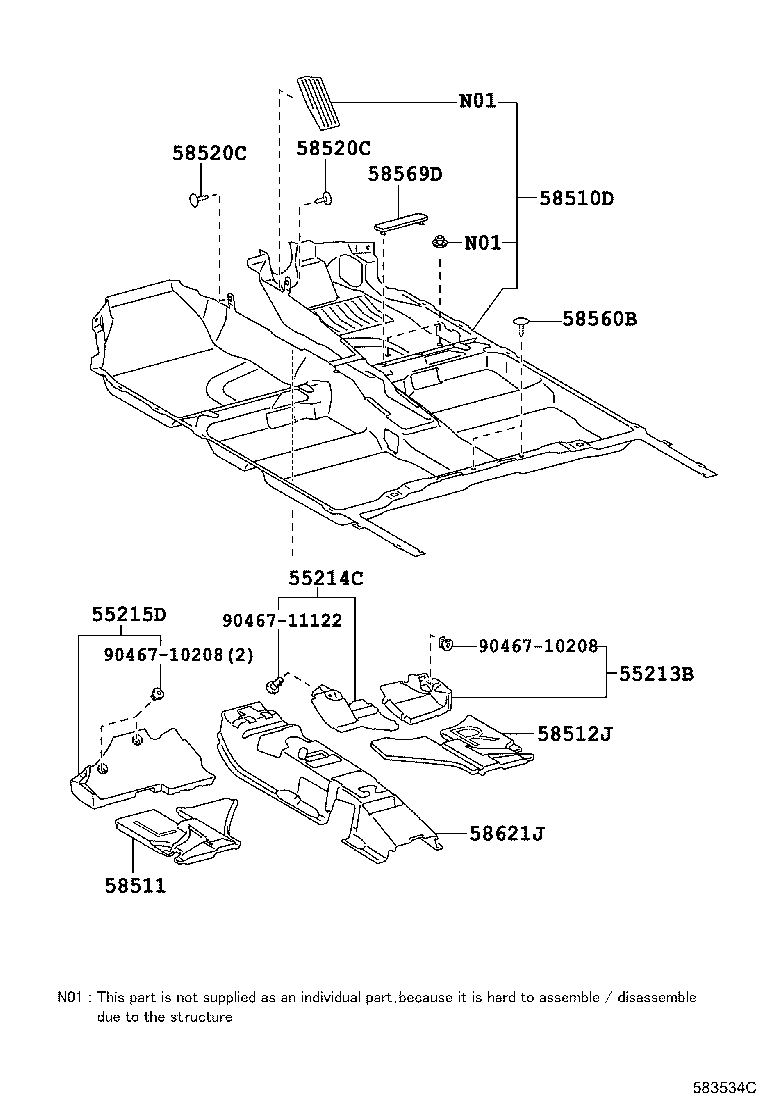 55213-47110 PAD, DASH PANEL INSULATOR, NO.1 product image