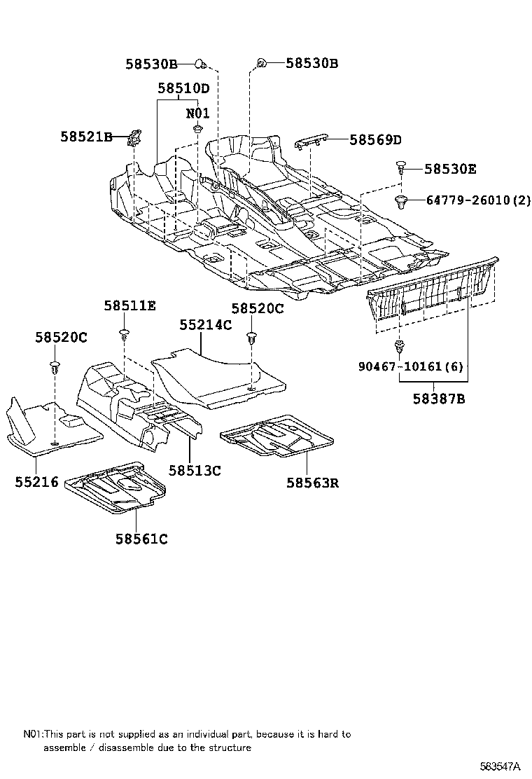 58561-0R020 SILENCER, FRONT FLOOR, NO.1 product image