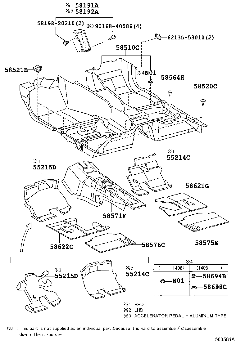 55214-53120 PAD, DASH PANEL INSULATOR, NO.2 product image