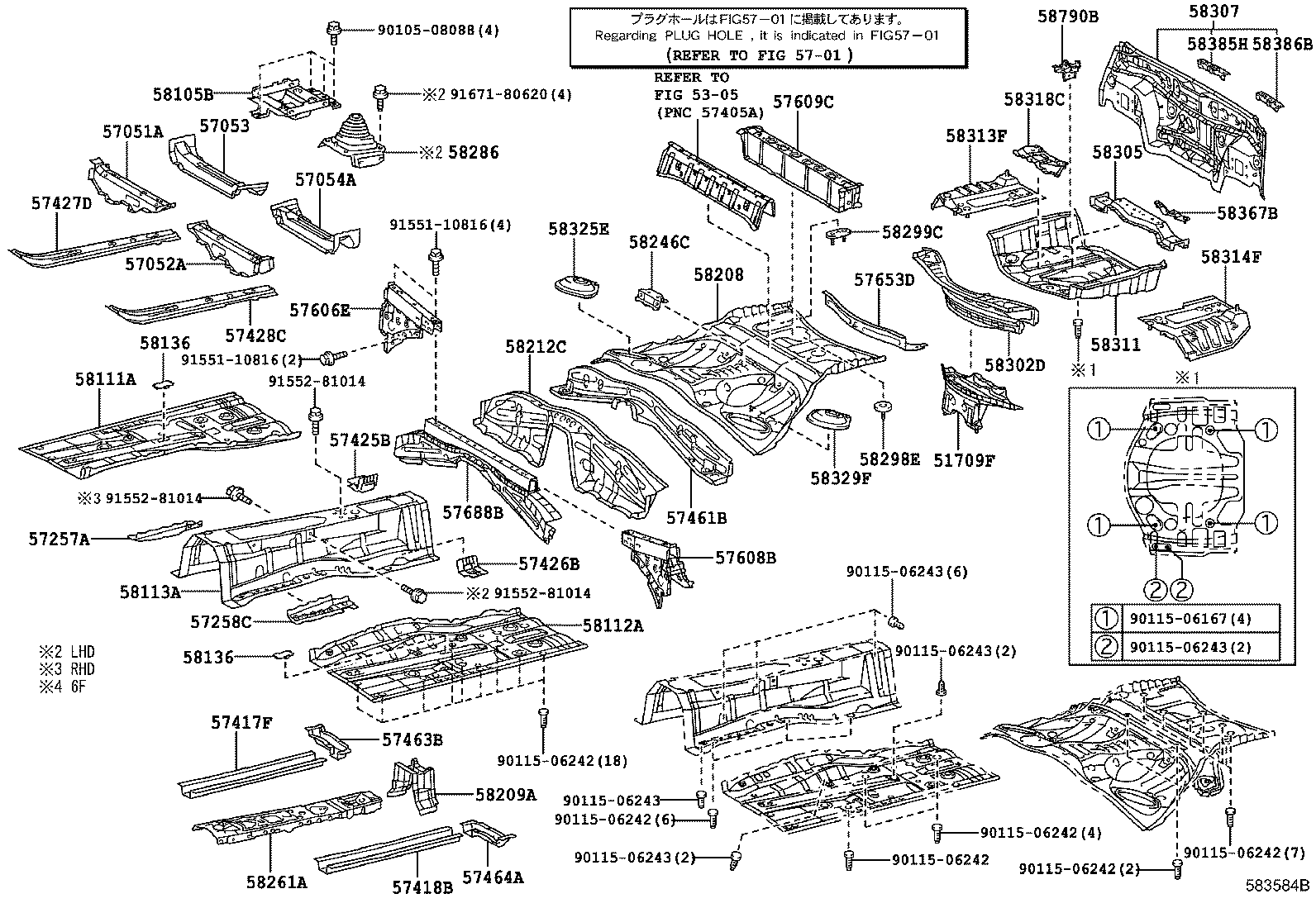 57604-53010 MEMBER SUB-ASSY, REAR FLOOR CROSS, NO.4 product image