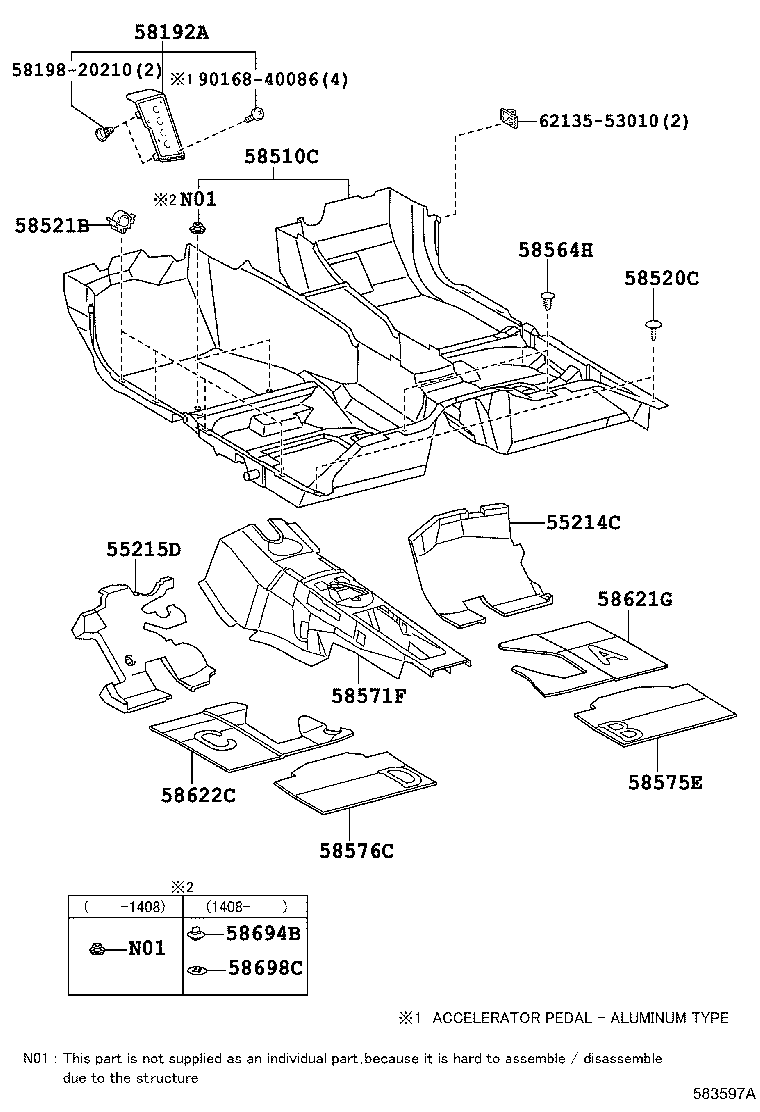 Toyota 55215-53130 PAD, DASH PANEL INSULATOR, NO.3