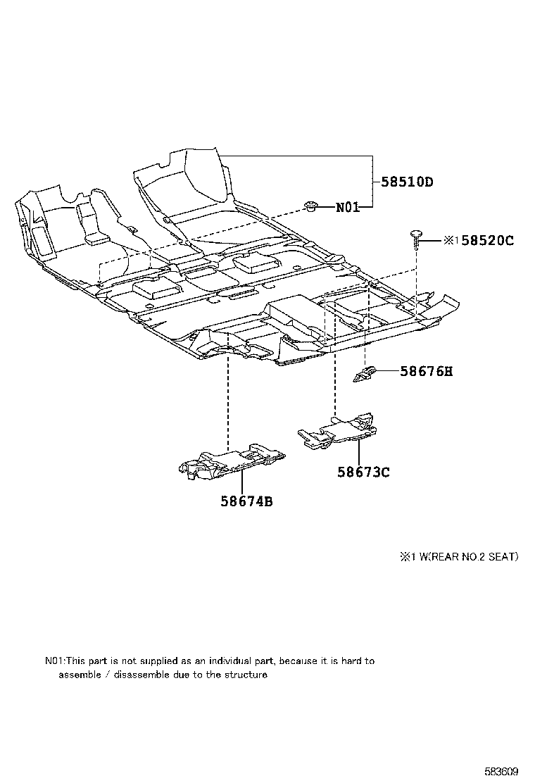 58674-0E020 PAD, REAR FLOOR SILENCER, NO.2 product image