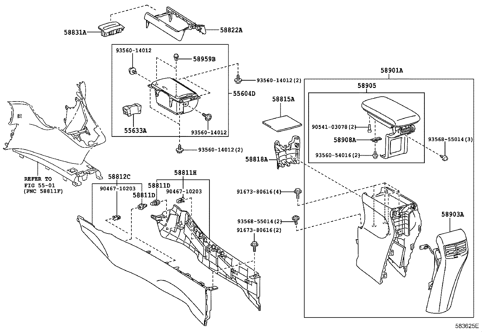Toyota 55604-75010 HOLDER SUB-ASSY, INSTRUMENT PANEL CUP