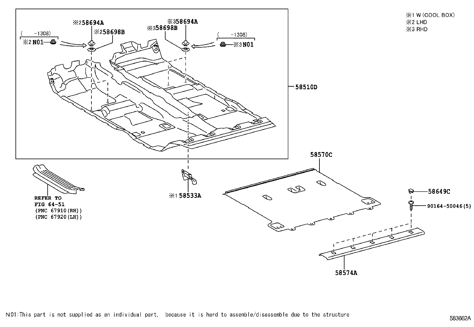 58523-60010 BRACKET, FLOOR CARPET SET product image