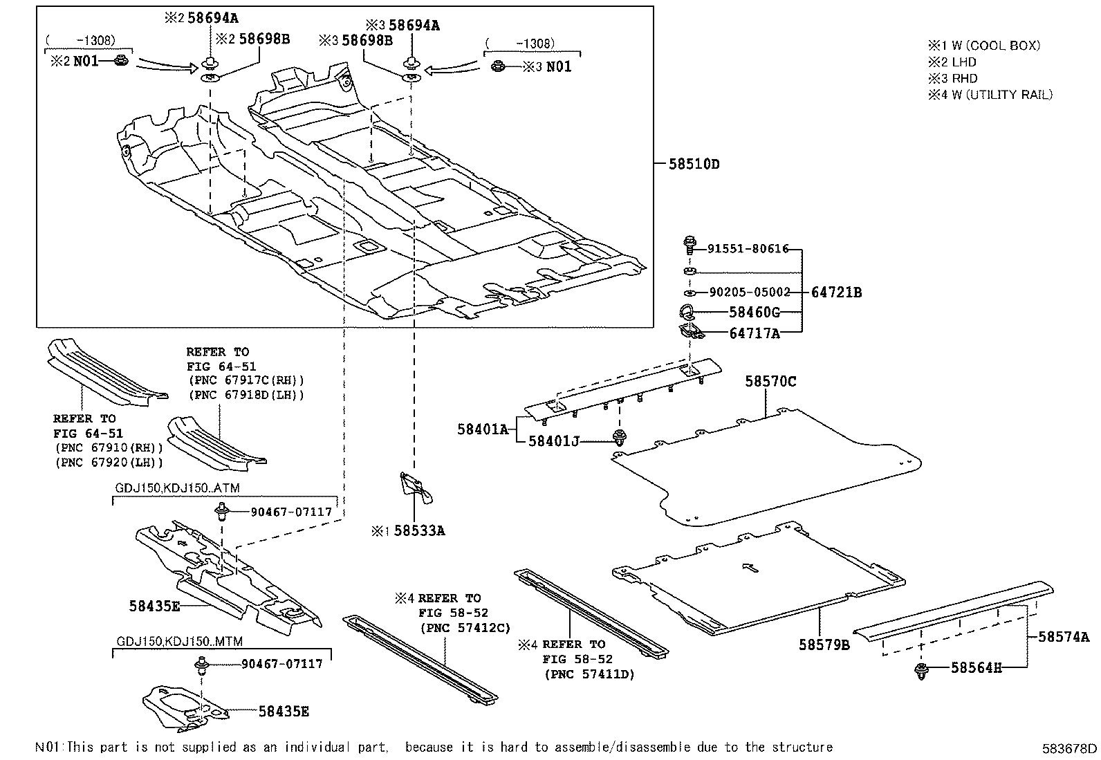 51012-60790 RAIL SUB-ASSY, REAR FRAME product image