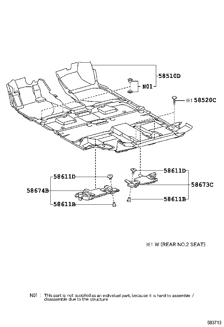 58673-0E030 PAD, REAR FLOOR SILENCER, NO.1 product image
